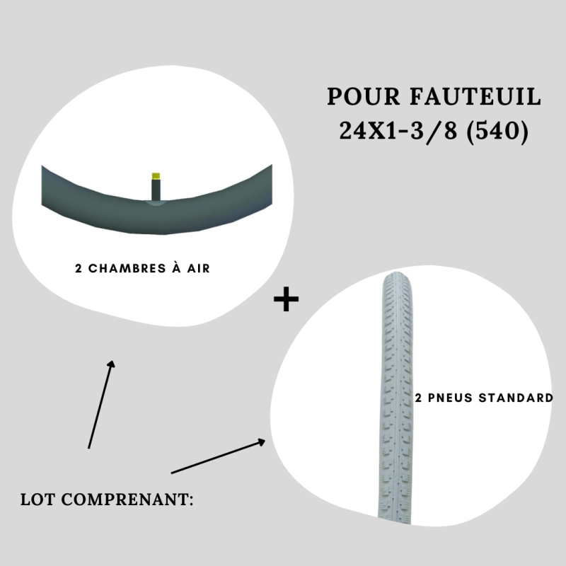 Lot pour fauteuil roulant en 24X1-3/8 (540)