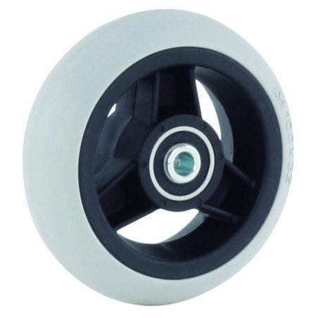 Roue plastique bandage caoutchouc gris