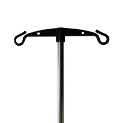 Tige porte sérum 2 crochets polyamide 1m pour fauteuil roulant