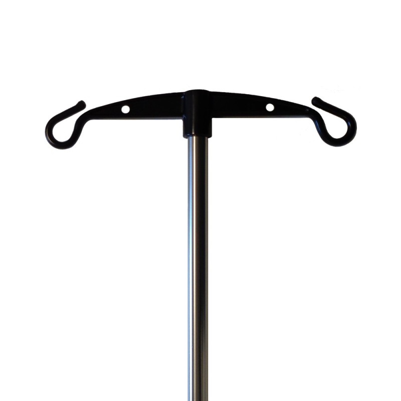 Tige porte sérum 2 crochets polyamide 1m pour fauteuil roulant