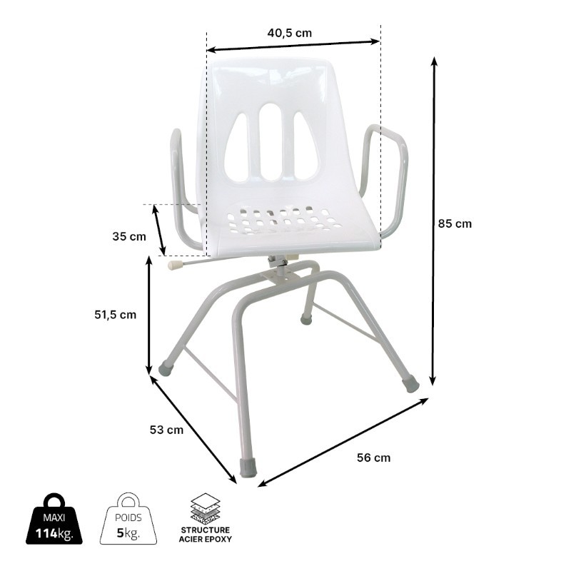 Chaise de douche pivotante