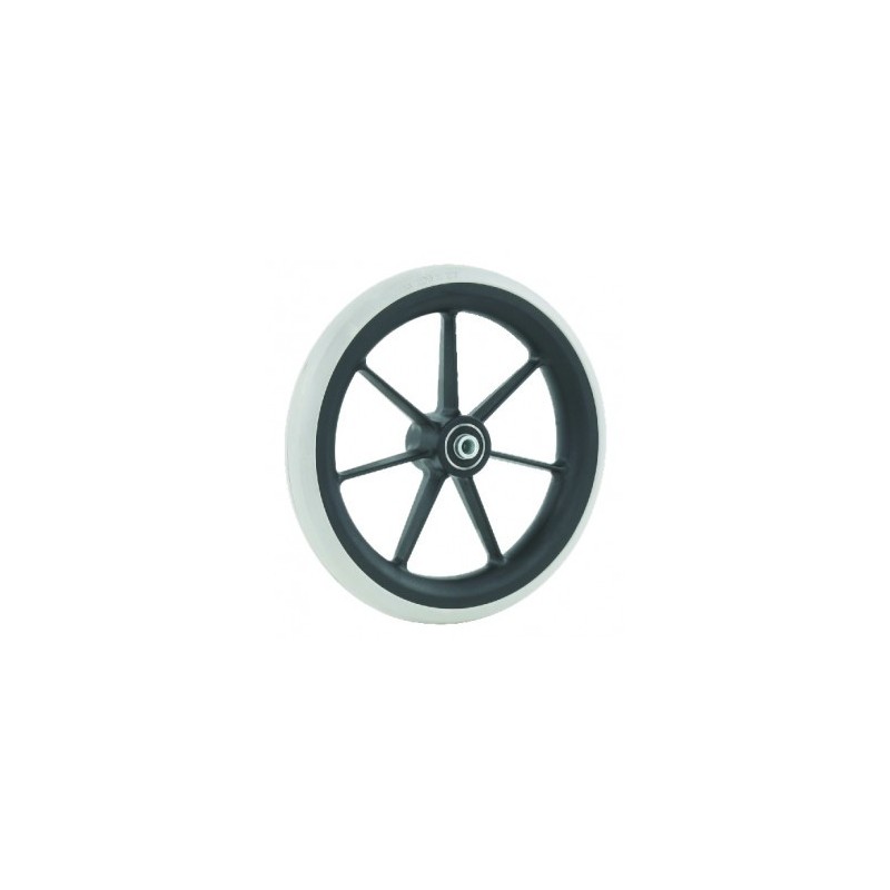 Roue plastique bandage caoutchouc gris